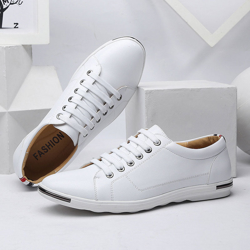 Casual shoes men 2019 new hot fashion pu leather male solid shoes comfortable lace-up flats men sneakers zapatos de hombre