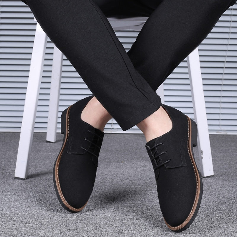 2019 High Quality Suede Leather Soft Shoes Men Loafers Oxfords Casual Male Formal Shoes Spring Lace-Up Style Men's Shoes