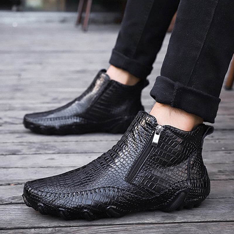 Genuine Leather Shoes Men Chelsea Boots 2019 Autumn Early Winter Ankle Boots Casual Cow Leather Male Shoes Black Footwear A1265
