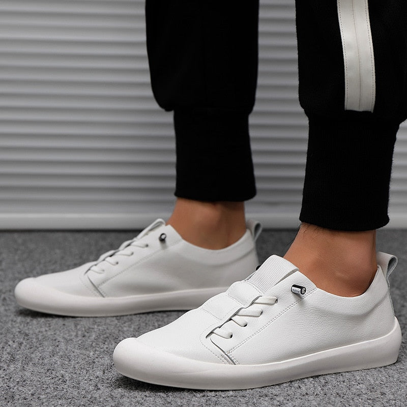 Genuine Leather Shoes Men Sneakers Casual Male Footwear Fashion Brand White Shoes Mens Cow Leather White Sneakers KA1697