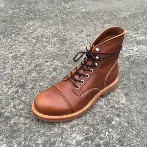 Yomior New Style Genuine Leather Wings Men Shoes Round Toe Casual Ankle Boots Lace-Up Spring Winter Dress Motorcycle Boots