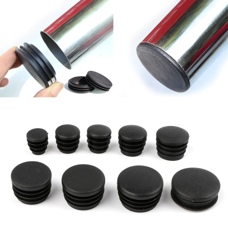 10Pcs New Hot-selling Black Plastic Furniture Leg Plug Blanking End Cap Bung For Round Pipe Tube