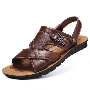 Big Size 48 Men Genuine Leather Sandals Summer Classic Men Shoes Slippers Soft Sandals Men Roman Comfortable Walking Footwear