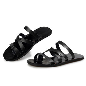 2019 Summer Fashion Men Leather Sandals High Quality Men Roman Beach Shoes Casual Sandals Slippers Men Plus Size 36-46